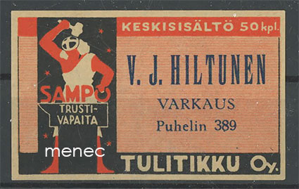 Seppä-etiketti, V. J. Hiltunen, Varkaus 