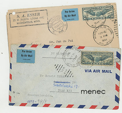 USA, Trans-Atlantic 30c -lentopostilähetyksiä 1941, 2 kpl, molemmat OKW:n avaamia 