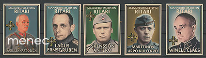 Mannerheim-ristin ritarit, vintage-tikkuetikettejä, 5 kpl 