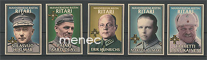 Mannerheim-ristin ritarit, vintage-tikkuetikettejä, 5 kpl 