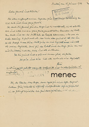 Kirje Dachaun keskitysleiriltä 16.1.1944 