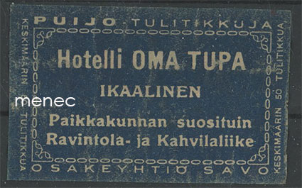 Kauppiasetiketti, Hotelli Oma Tupa, Ikaalinen 