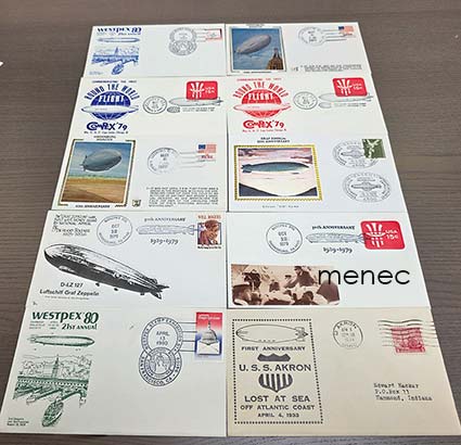 USA, ilmalaivafilateliaa 1934-1980, 10 kpl 