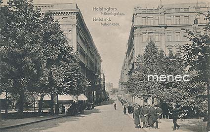 Helsinki, Mikonkatu, vossikka, herraseurue 