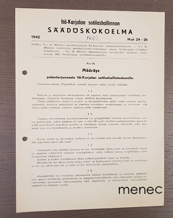 Itä-Karjalan sotilashallinnon säädöskokoelma  1942,24