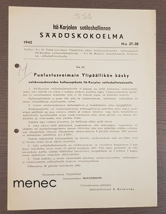Itä-Karjalan sotilashallinnon säädöskokoelma  1942,37