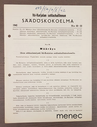 Itä-Karjalan sotilashallinnon säädöskokoelma  1942,50