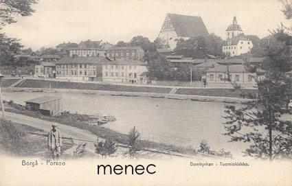 Porvoo, Tuomiokirkko, mies rantaradalla 