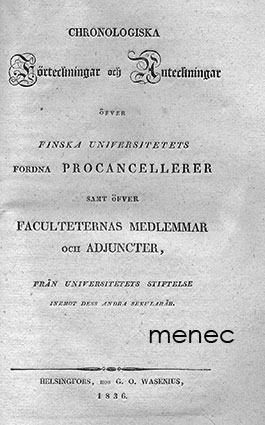 Tengström, Johan Jacob - Chronologiska Förteckningar och Anteckningar 