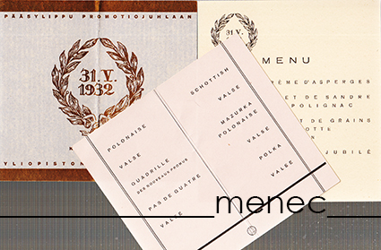 Pääsylippu promootiojuhlaan, menu ja ohjelma 