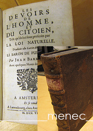 Pufendorf, [Samuel] - Les devoirs de l'homme, et du citoien, tels qu'ils lui sont prescrits par la loi naturelle 