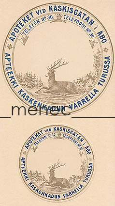 Apteekki Kaskenkadun varrella Turussa, kaksi merkkiä 