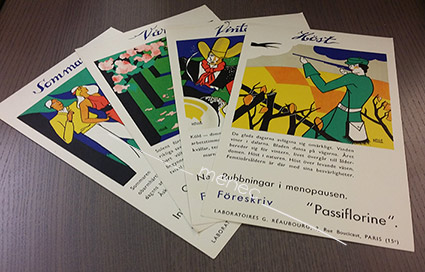 Passiflorine - lääkemainoskortteja / neljä vuodenaikaa 