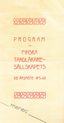 Program vid Finska Tandläkaresällskapets II:te årsmöte 13.12.1903 