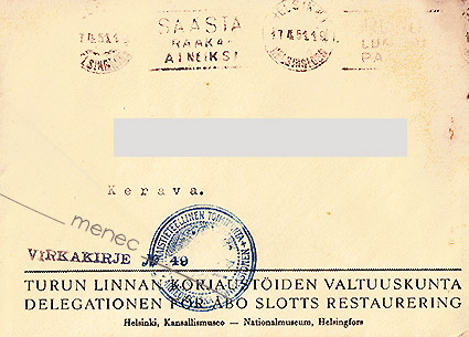 Virkakirje, Turun linnan korjaustöiden valtuuskunta 